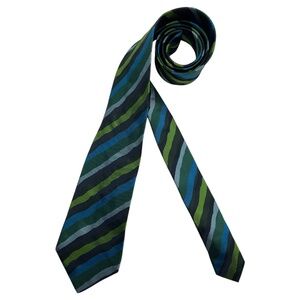 MISSONI Blue/Green Striped Silk LUXURY Tie ITALY